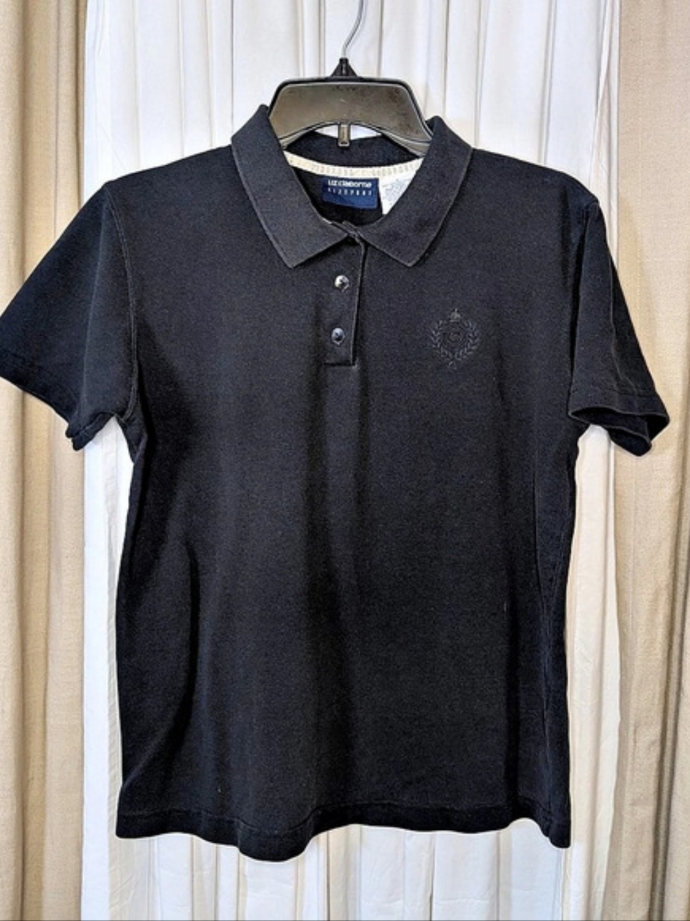Liz Claiborne Liz Sport Polo Black Polo Shirt Size Small